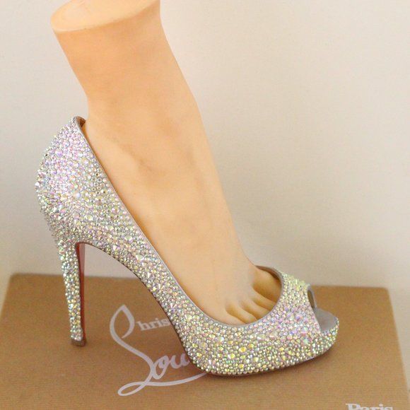 Christian Louboutin White Very Prive Swarovski Strass Ab Crystal - Picture 7 of 11
